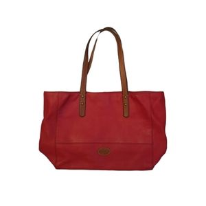 FOSSIL Red Leather Shoulder Purse Bag Medium Size